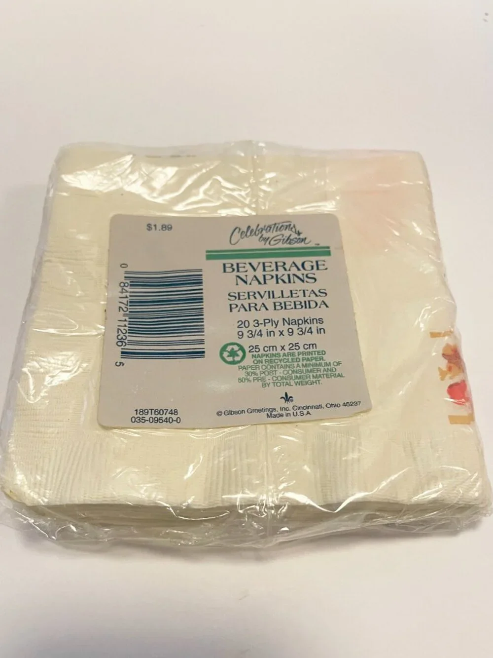 Vintage Gibson Happy Thanksgiving Beverage Napkins Fall Autumn NOS 20 Pack
